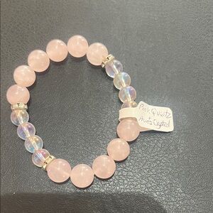 Pink Quartz and Aura Crystal Bracelet